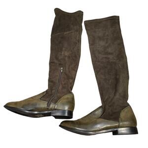 Women's Farylrobin Olive Green Suede Knee High Riding Boots | Size 7.5